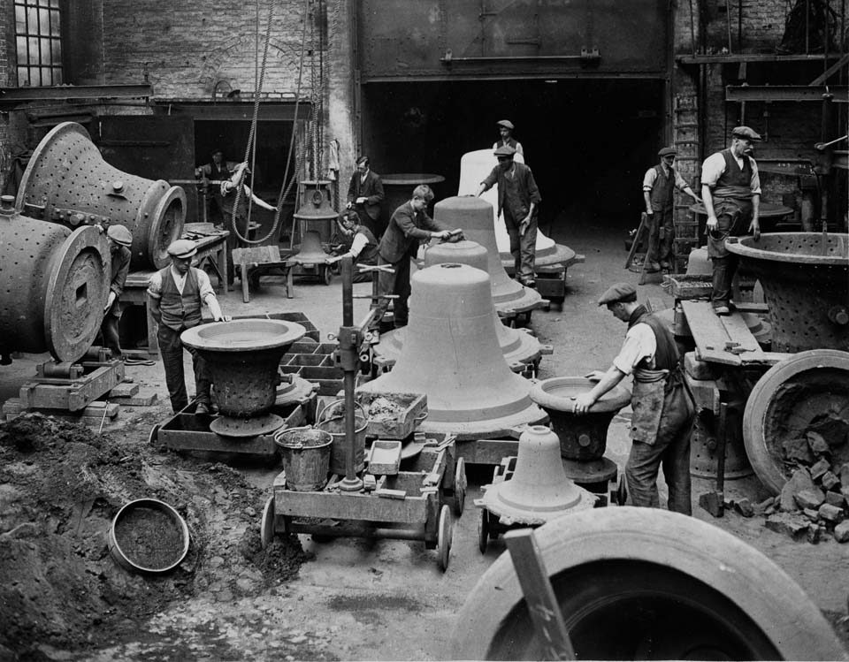 Casting the new bells at Loughborough 1928